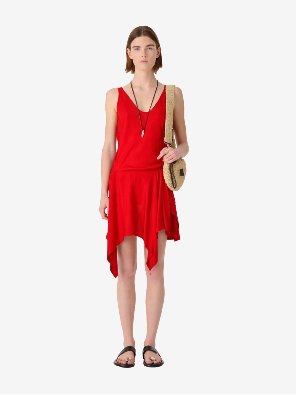 IRO Red Silk Asymmetric Dress